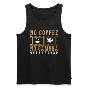 Caméraman Pas de café Pas de caméra Amateur de café - Débardeur bio Premium Homme - noir - Devant - Michal (187cm)