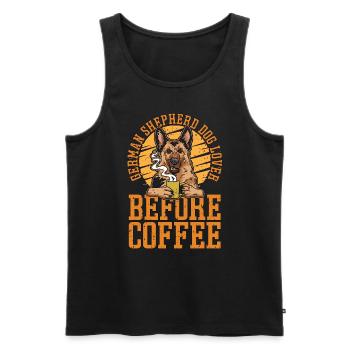 German Shepherd Dog Lover Before Pet Coffee Lover - Männer Premium Bio Tank Top - Schwarz - Vorne - AI Model Male 178 light (178cm)