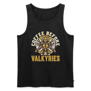 Valkyries Coffee Before Norse Goddess Coffee Lover - Männer Premium Bio Tank Top - Schwarz - Vorne - AI Model Male 178 light (178cm)