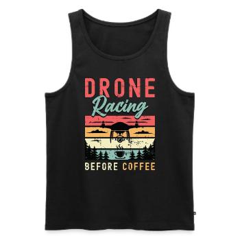 Drone Racing Lover Before Drone Race Coffee Lover - Men's Premium Organic Tank Top - black - Front - AI Model Male 178 light (178cm)