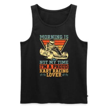 Le matin des amateurs de courses de kart n’est pas mon heure de course de karting - Débardeur bio Premium Homme - noir - Devant - AI Model Male 178 light (178cm)