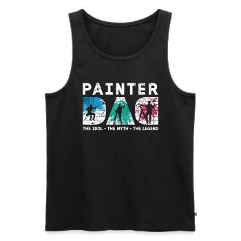 Peintre Papa L’idole Le mythe Le peintre en bâtiment - Débardeur bio Premium Homme - noir - Devant - AI Model Male 178 light (178cm)