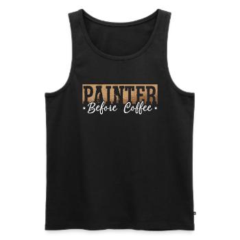 Peintre avant café Peintre amateur de café - Débardeur bio Premium Homme - noir - Devant - AI Model Male 178 light (178cm)