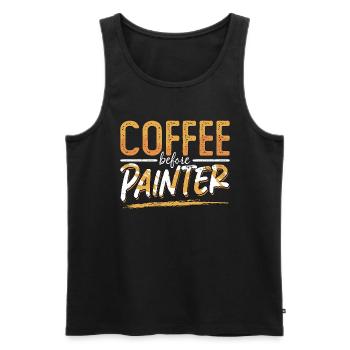 Painter Coffee Before Craftsmanship Coffee Lover - Männer Premium Bio Tank Top - Schwarz - Vorne - Michal (187cm)