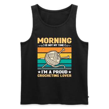 Le matin de l’amant au crochet n’est pas mon temps tricoteuse - Débardeur bio Premium Homme - noir - Devant - Michal (187cm)