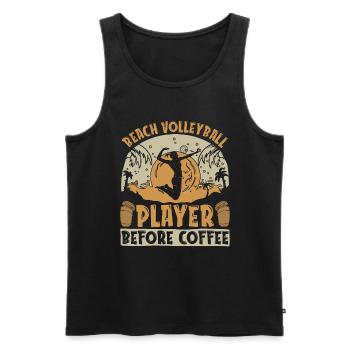 Joueur de beach-volley avant le café Volleyballer - Débardeur bio Premium Homme - noir - Devant - Michal (187cm)