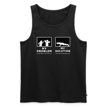 Pilates Lover Mon problème Mon Pictogramme Papa Maman - Débardeur bio Premium Homme - noir - Devant - Michal (187cm)
