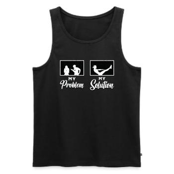 Pilates Lover Mon problème Mon Pictogramme Maman Papa - Débardeur bio Premium Homme - noir - Devant - Michal (187cm)