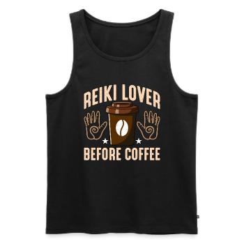 Reiki Lover Before Coffee Meditation Coffee Lover - Männer Premium Bio Tank Top - Schwarz - Vorne - Michal (187cm)