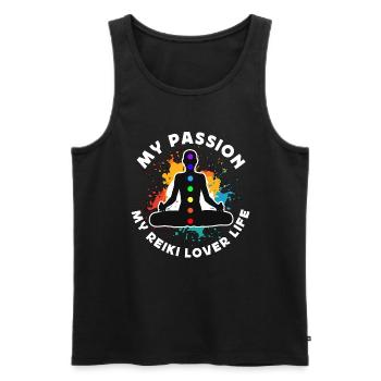 Amoureux du Reiki Ma Passion Mon Amoureux du Reiki Maître Reiki - Débardeur bio Premium Homme - noir - Devant - Michal (187cm)