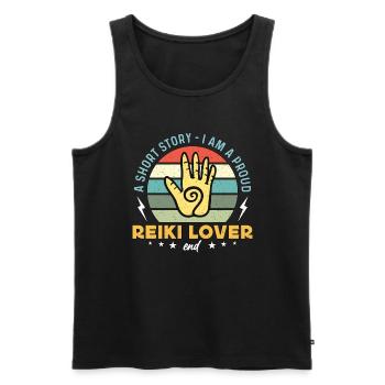 Reiki Lover A Short Story I Am A Meditation Lover - Men's Premium Organic Tank Top - black - Front - Michal (187cm)
