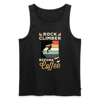 Rock Climber Before Coffee Climbing Coffee Lover - Men's Premium Organic Tank Top - black - Front - Michal (187cm)