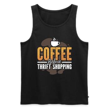 Friperie Marché aux puces Amateur de café - Débardeur bio Premium Homme - noir - Devant - Michal (187cm)