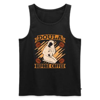 Doula Before Coffee Birth Helper Coffee Lover - Männer Premium Bio Tank Top - Schwarz - Vorne - Michal (187cm)