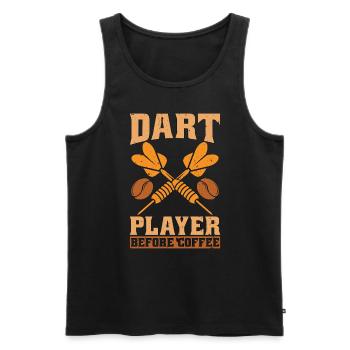 Dart Player Before Coffee Darting Coffee Lover - Männer Premium Bio Tank Top - Schwarz - Vorne - Michal (187cm)