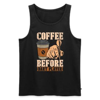 Dart Player Coffee Before Bullseye Coffee Lover - Männer Premium Bio Tank Top - Schwarz - Vorne - Michal (187cm)