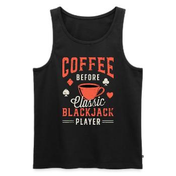 Blackjack classique Coffee Card Player Amateur de café - Débardeur bio Premium Homme - noir - Devant - Michal (187cm)