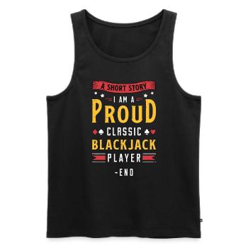 Blackjack classique Une histoire courte Je suis un joueur de cartes - Débardeur bio Premium Homme - noir - Devant - Michal (187cm)