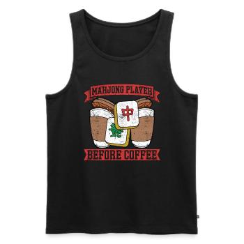 Mahjong Player Before Mahjong Game Coffee Lover - Männer Premium Bio Tank Top - Schwarz - Vorne - AI Model Male 178 light (178cm)