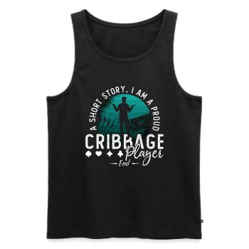 Joueur de cribbage Une histoire courte Je suis un amateur de jeux de cartes - Débardeur bio Premium Homme - noir - Devant - Michal (187cm)