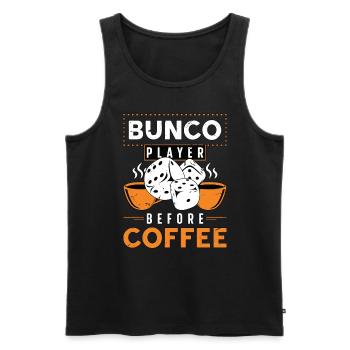 Bunco Player Before Coffee Game Night Coffee Lover - Men's Premium Organic Tank Top - black - Front - Michal (187cm)