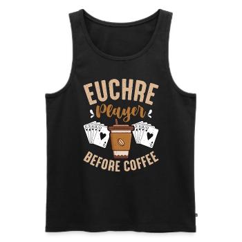 Euchre Joueur Avant Le Jeu De Cartes De Café Amateur De Café - Débardeur bio Premium Homme - noir - Devant - Michal (187cm)