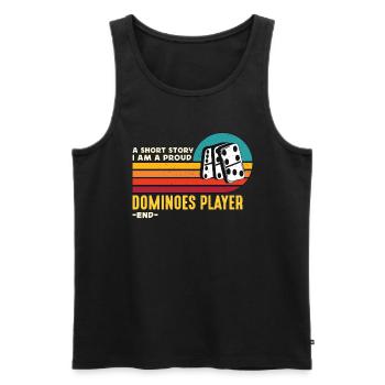 Joueur de dominos Une histoire courte Je suis un amateur de dominos - Débardeur bio Premium Homme - noir - Devant - Michal (187cm)