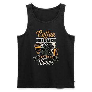 Capybara Lover Coffee Before Animals Coffee Lover - Männer Premium Bio Tank Top - Schwarz - Vorne - AI Model Male 178 light (178cm)