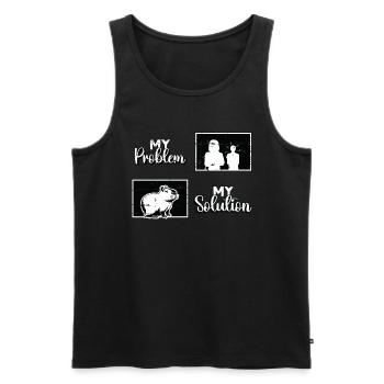 Capybara Amoureux Mon Problème Mon Pictogramme Maman Papa - Débardeur bio Premium Homme - noir - Devant - AI Model Male 178 light (178cm)