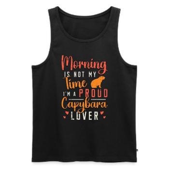 Capybara Lover Morning Is Not My Time Animal Lover - Débardeur bio Premium Homme - noir - Devant - AI Model Male 178 light (178cm)