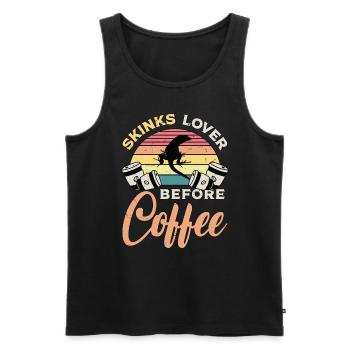 Amateur de scinques avant le café Reptiles Amateur de café - Débardeur bio Premium Homme - noir - Devant - Michal (187cm)