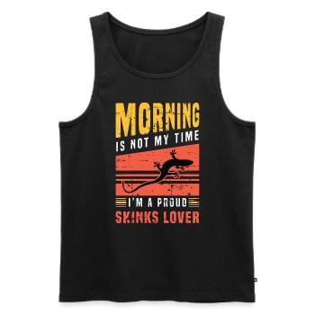 Skinks Lover Morning Is Not My Time Herpétologiste - Débardeur bio Premium Homme - noir - Devant - AI Model Male 178 light (178cm)