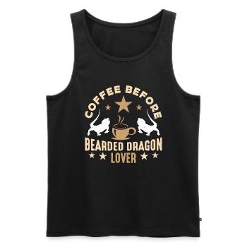Dragon barbu café herpétologiste amateur de café - Débardeur bio Premium Homme - noir - Devant - Michal (187cm)