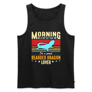 Bearded Dragon Lover Morning Is Not My Time Lizard - Débardeur bio Premium Homme - noir - Devant - Michal (187cm)