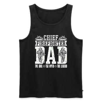 Chef pompier Papa L’idole Le mythe Pompier - Débardeur bio Premium Homme - noir - Devant - Michal (187cm)