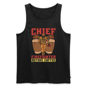 Chief Firefighter Before Fire Service Coffee Lover - Männer Premium Bio Tank Top - Schwarz - Vorne - AI Model Male 178 light (178cm)