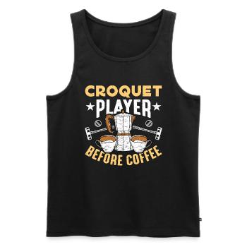 Croquet Player Before Coffee Mallet Coffee Lover - Men's Premium Organic Tank Top - black - Front - AI Model Male 178 light (178cm)