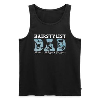 Coiffeur Papa L’idole Le mythe Le coiffeur - Débardeur bio Premium Homme - noir - Devant - Michal (187cm)