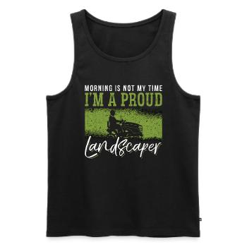 Landscaper Morning Is Not My Time I'm A Lawn Mower - Men's Premium Organic Tank Top - black - Front - Michal (187cm)