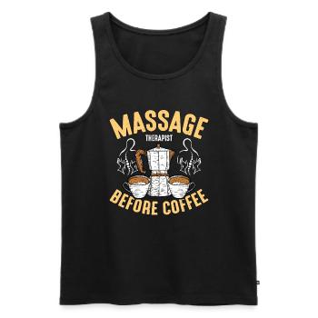 Massothérapeute avant d’être un amateur de café chiropraticien - Débardeur bio Premium Homme - noir - Devant - Michal (187cm)