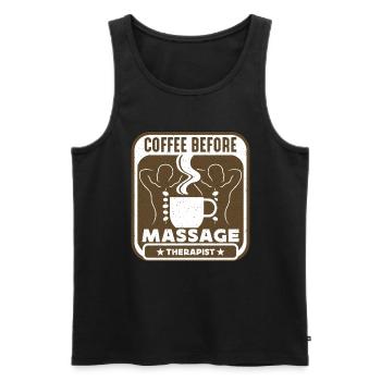 Massothérapeute Café Réflexologie Amateur de café - Débardeur bio Premium Homme - noir - Devant - Michal (187cm)