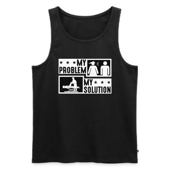 Massothérapeute Mon problème Mon pictogramme Papa Maman - Débardeur bio Premium Homme - noir - Devant - Michal (187cm)