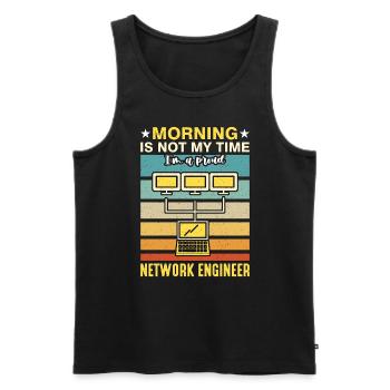 Network Engineer Morning Is Not My Time Networking - Men's Premium Organic Tank Top - black - Front - AI Model Male 178 light (178cm)