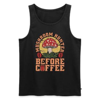 Mushroom Hunter Before Mushrooming Coffee Lover - Men's Premium Organic Tank Top - black - Front - Michal (187cm)