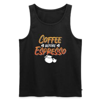 Espresso Lover Coffee Before Barista Coffee Lover - Männer Premium Bio Tank Top - Schwarz - Vorne - AI Model Male 178 light (178cm)