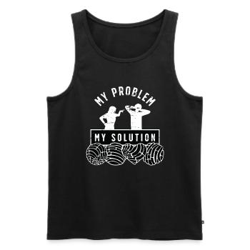 Conchas amant mon problème ma solution pictogramme papa - Débardeur bio Premium Homme - noir - Devant - Michal (187cm)