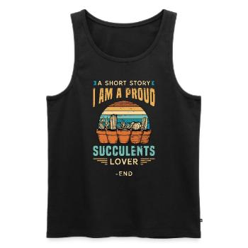 Amateur de plantes succulentes Une histoire courte Je suis un amoureux des plantes - Débardeur bio Premium Homme - noir - Devant - Michal (187cm)