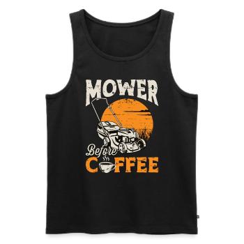 Mower Before Coffee Gardening Coffee Lover Mowers - Men's Premium Organic Tank Top - black - Front - Michal (187cm)
