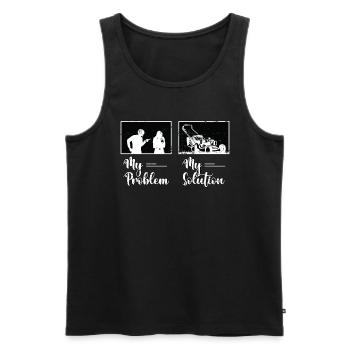 Tondeuse Mon problème Ma solution Pictogramme Maman Papa - Débardeur bio Premium Homme - noir - Devant - Michal (187cm)