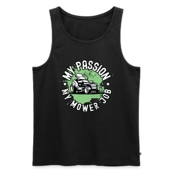 Mower My Passion My Mower Job Landscaping Mowing - Men's Premium Organic Tank Top - black - Front - Michal (187cm)
